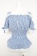 画像2: Angelic Pretty / Lovelyオフショルダーブラウス(ストライプ)  ブルー Y-26-02-11-050-AP-BL-AS-ZY (2)