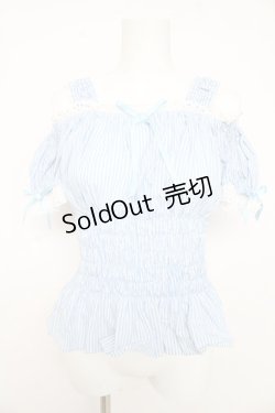 画像1: Angelic Pretty / Lovelyオフショルダーブラウス(ストライプ)  サックス Y-26-02-11-051-AP-BL-AS-ZY