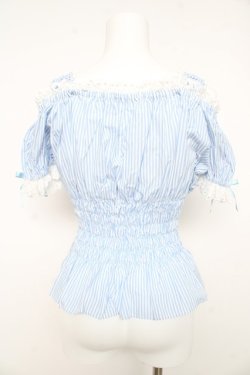 画像2: Angelic Pretty / Lovelyオフショルダーブラウス(ストライプ)  サックス Y-26-02-11-051-AP-BL-AS-ZY