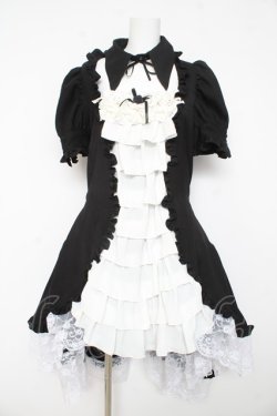 画像1: MABLE / 別衿・姫袖付きドレスワンピース  黒×白 Y-26-02-11-059-GO-OP-SZ-ZY