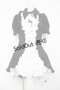 画像1: MARBLE / 別衿・姫袖付きドレスワンピース  黒×白 Y-26-02-11-059-GO-OP-SZ-ZY