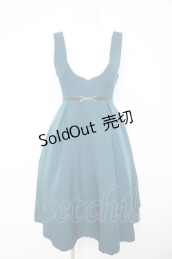 画像1: F i.n.t / チェーンビット使いディープVネックジャンパースカート  グリーン Y-26-02-11-060-CA-OP-SZ-ZY