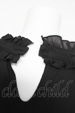 画像3: axes femme / カメオ付フレア袖ワンピース  黒 Y-26-02-11-068-AX-OP-SZ-ZY