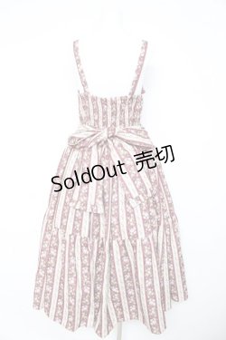 画像2: axes femme kawaii / ストライプローズ柄ジャンスカ M ワイン Y-26-02-11-074-AX-OP-SZ-ZY