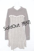 axes femme / ビスチェ切替千鳥柄ニットワンピース  茶 Y-26-02-11-075-AX-OP-SZ-ZY