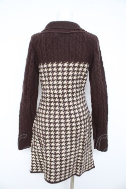 画像2: axes femme / ビスチェ切替千鳥柄ニットワンピース  茶 Y-26-02-11-075-AX-OP-SZ-ZY