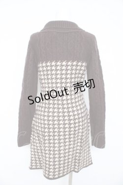 画像2: axes femme / ビスチェ切替千鳥柄ニットワンピース  茶 Y-26-02-11-075-AX-OP-SZ-ZY