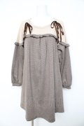 axes femme / ヨーク切替千鳥柄カットチュニ M 茶 Y-26-02-11-076-AX-OP-SZ-ZY