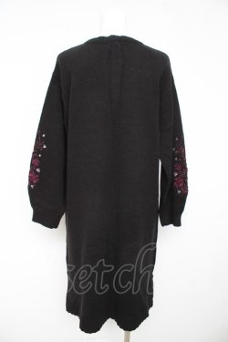 画像2: axes femme / 袖刺繍チャイナ釦ニットワンピース M 黒 Y-26-02-11-079-AX-OP-SZ-ZY