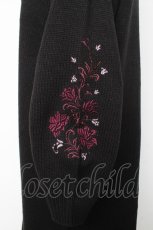 画像3: axes femme / 袖刺繍チャイナ釦ニットワンピース M 黒 Y-26-02-11-079-AX-OP-SZ-ZT517 (3)