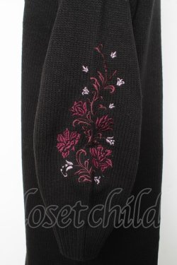 画像3: axes femme / 袖刺繍チャイナ釦ニットワンピース M 黒 Y-26-02-11-079-AX-OP-SZ-ZY