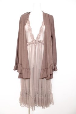 画像1: axes femme / ジレレイヤード風ロングカーデ M Dブラウン Y-26-02-11-080-AX-TO-SZ-ZY