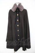 axes femme / 襟刺繍入りケープコート M 黒 Y-26-02-11-087-AX-CO-SZ-ZY