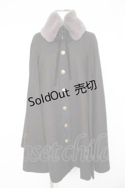 画像1: axes femme / 襟刺繍入りケープコート M 黒 Y-26-02-11-087-AX-CO-SZ-ZTC071