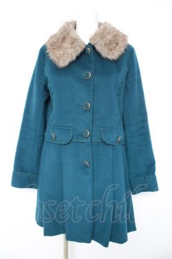 画像1: axes femme / ファー襟コート M グリーン Y-26-02-11-091-AX-CO-SZ-ZY