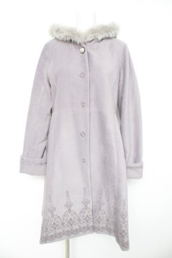 画像1: axes femme / バラ刺繍フード付コート L グレー Y-26-02-11-094-AX-CO-SZ-ZY