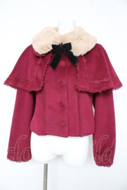 画像1: axes femme kawaii / ケープ付ショートコート M ワイン Y-26-02-11-103-AX-CO-SZ-ZY