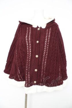 画像1: axes femme / 裏ボアニットケープポンチョ M ワイン Y-26-02-11-105-AX-CO-SZ-ZY