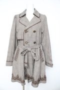 axes femme / 裾刺繍トレンチ風コート  ブラウン Y-26-02-11-107-AX-CO-SZ-ZY
