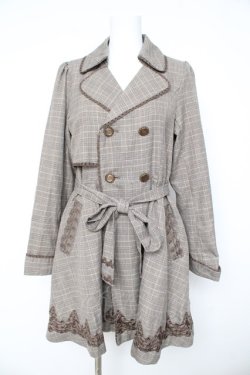 画像1: axes femme / 裾刺繍トレンチ風コート  ブラウン Y-26-02-11-107-AX-CO-SZ-ZY