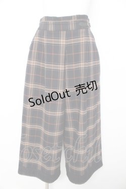 画像1: axes femme / バックルチェックワイドパンツ F 紺 Y-26-02-11-108-AX-PA-SZ-ZT0215N