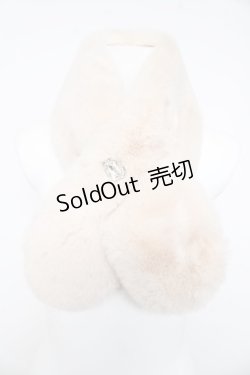 画像1: axes femme / ブローチ付きファーティペット  生成り Y-26-02-11-003-AX-ZA-SZ-ZT0213G