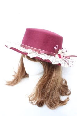画像1: axes femme / 巻きバラレースカンカン帽  ワイン Y-26-02-11-014-AX-AC-SZ-ZY