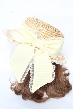画像2: Angelic Pretty / LovelyチェックストローHat  イエロー Y-26-02-11-015-AP-AC-AS-ZY