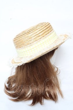 画像4: Angelic Pretty / LovelyチェックストローHat  イエロー Y-26-02-11-015-AP-AC-AS-ZY