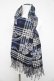 画像1: axes femme / チェック×バラ柄JQストール  紺 Y-26-02-11-005-AX-ZA-SZ-ZY (1)