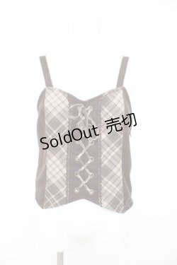 画像1: axes femme / チェック切替リボンビスチェ M 茶 Y-26-02-11-027-AX-TO-SZ-ZY