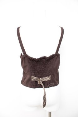 画像2: axes femme / チェック切替リボンビスチェ M 茶 Y-26-02-11-027-AX-TO-SZ-ZY