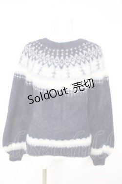 画像1: axes femme / 求心柄フェザーニットプルオーバー M 紺 Y-26-02-11-029-AX-TO-SZ-ZY