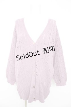 画像1: axes femme POETIQUE / ハート透かし編みニットカーディガン M ピンク Y-26-02-11-034-AX-TO-SZ-ZT0215N