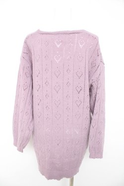 画像2: axes femme POETIQUE / ハート透かし編みニットカーディガン M ピンク Y-26-02-11-034-AX-TO-SZ-ZY