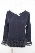 axes femme / バイカラーＶネックニットプルオーバー M 紺 Y-26-02-11-036-AX-TO-SZ-ZY