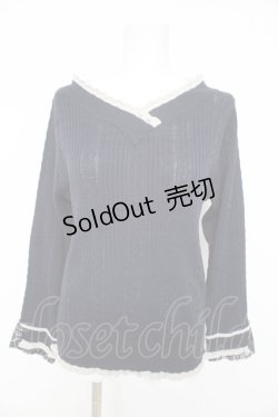 画像1: axes femme / バイカラーＶネックニットプルオーバー M 紺 Y-26-02-11-036-AX-TO-SZ-ZT023