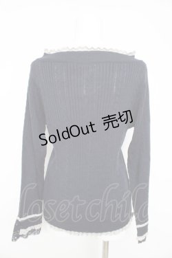 画像2: axes femme / バイカラーＶネックニットプルオーバー M 紺 Y-26-02-11-036-AX-TO-SZ-ZT023