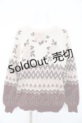 axes femme NOSTALGIE / バラジャガードレース襟ニット M ワイン Y-26-02-11-037-AX-TO-SZ-ZY