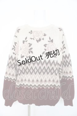 画像1: axes femme NOSTALGIE / バラジャガードレース襟ニット M ワイン Y-26-02-11-037-AX-TO-SZ-ZY