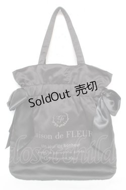 画像1: Maison de FLEUR / ダブルリボンギャザートートバッグ F ブラック Y-26-02-13-067-LO-BG-SZ-ZY