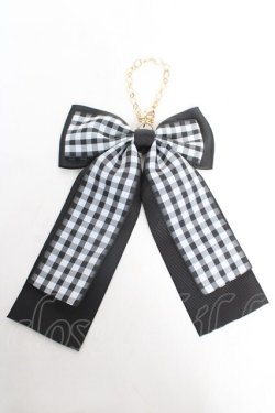 画像1: ｍ petit by misako / ギンガムチェックリボンバッグチャーム  黒 Y-26-02-13-008-LO-ZA-SZ-ZY