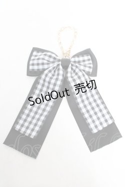 画像1: ｍ petit by misako / ギンガムチェックリボンバッグチャーム  黒 Y-26-02-13-008-LO-ZA-SZ-ZT636-F004