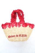 Maison de FLEUR / フリルハンドルギンガムリボンかごバッグ F レッド Y-26-02-13-073-LO-BG-SZ-ZY