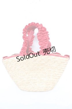 画像2: Maison de FLEUR / フリルハンドルギンガムリボンかごバッグ F レッド Y-26-02-13-073-LO-BG-SZ-ZY