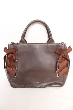 画像1: m petit by misako / AMレースアップ 2WAY トートバッグ  中茶 Y-26-02-13-080-LO-BG-SZ-ZY