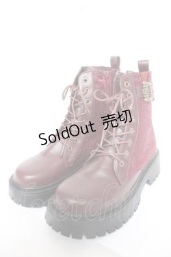 画像1: axes femme / バックル使いワークブーツ L ワイン Y-26-02-13-082-AX-SH-SZ-ZY