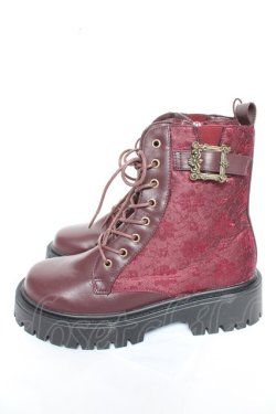 画像2: axes femme / バックル使いワークブーツ L ワイン Y-26-02-13-082-AX-SH-SZ-ZY