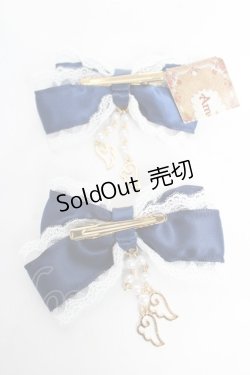 画像2: Amavel / Fairy Dreamダブルリボンクリップ F ネイビー Y-26-02-13-010-CA-AC-SZ-ZY