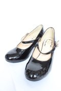 axes femme / 飾りバックル2WAYパンプス S エナメル黒 Y-26-02-13-084-AX-SH-SZ-ZY